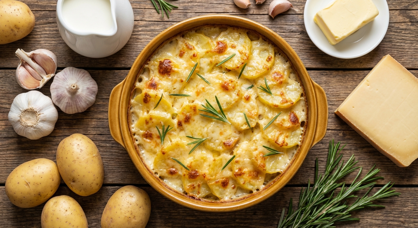 Запечённый картофельный гратен с чесночным кремом 🥔✨