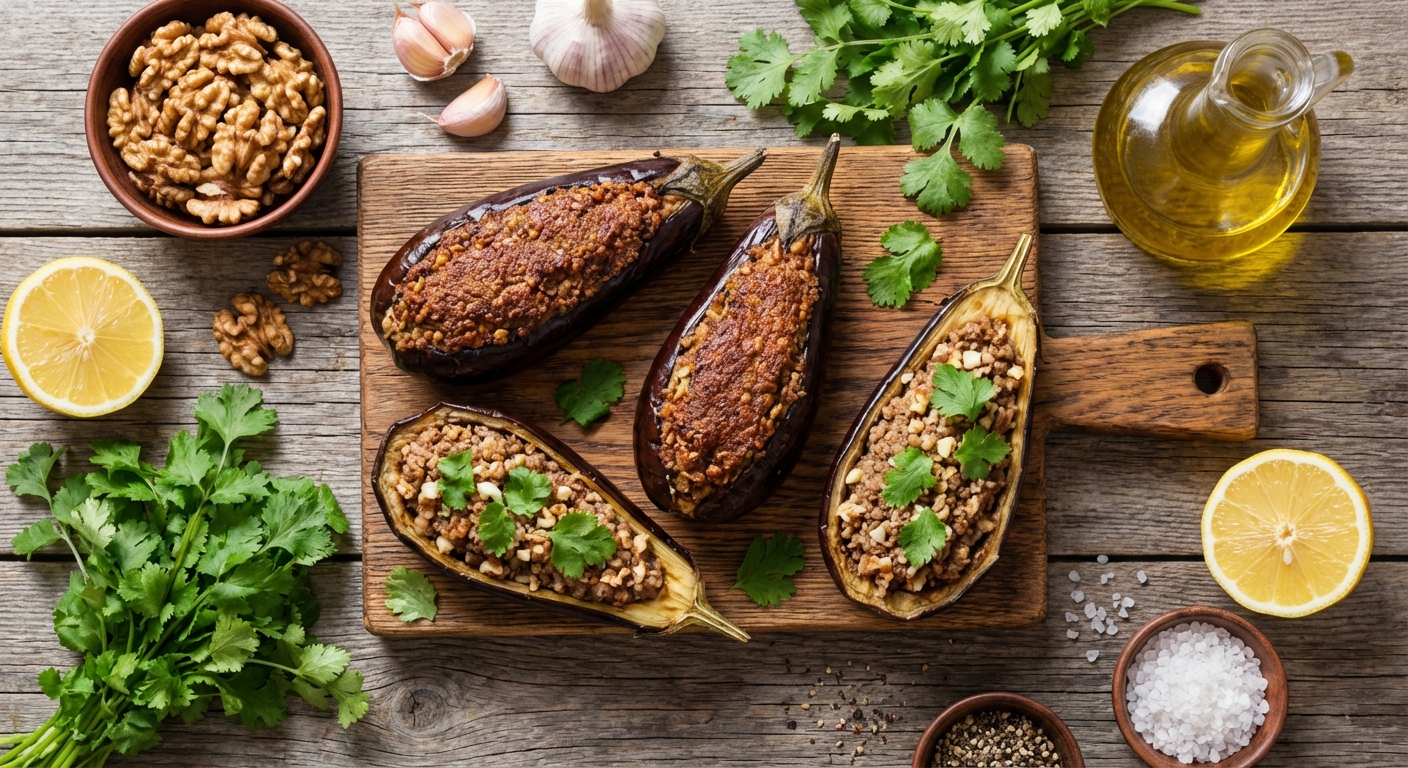 🍆 Запеченные кавказские баклажаны с орехами