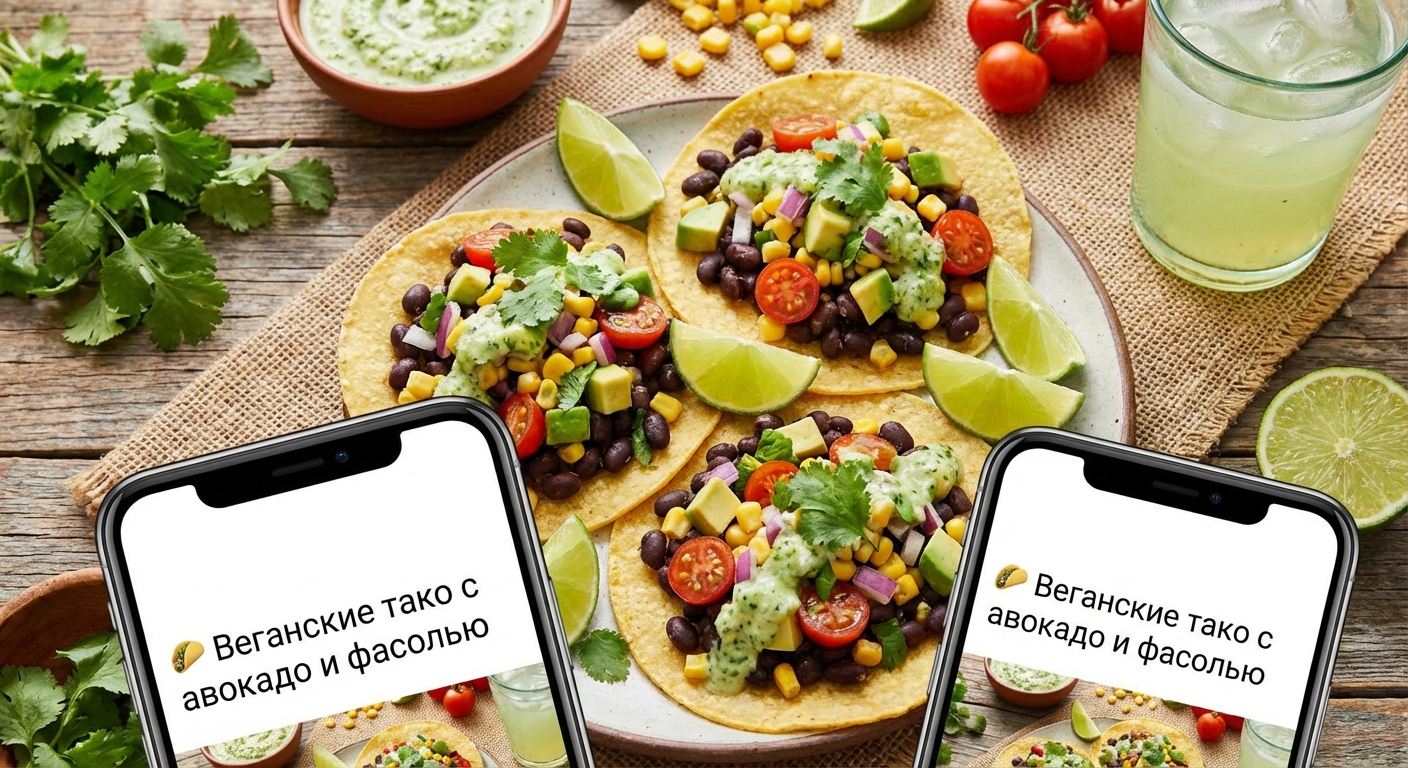 🌮 Веганские тако с авокадо и фасолью
