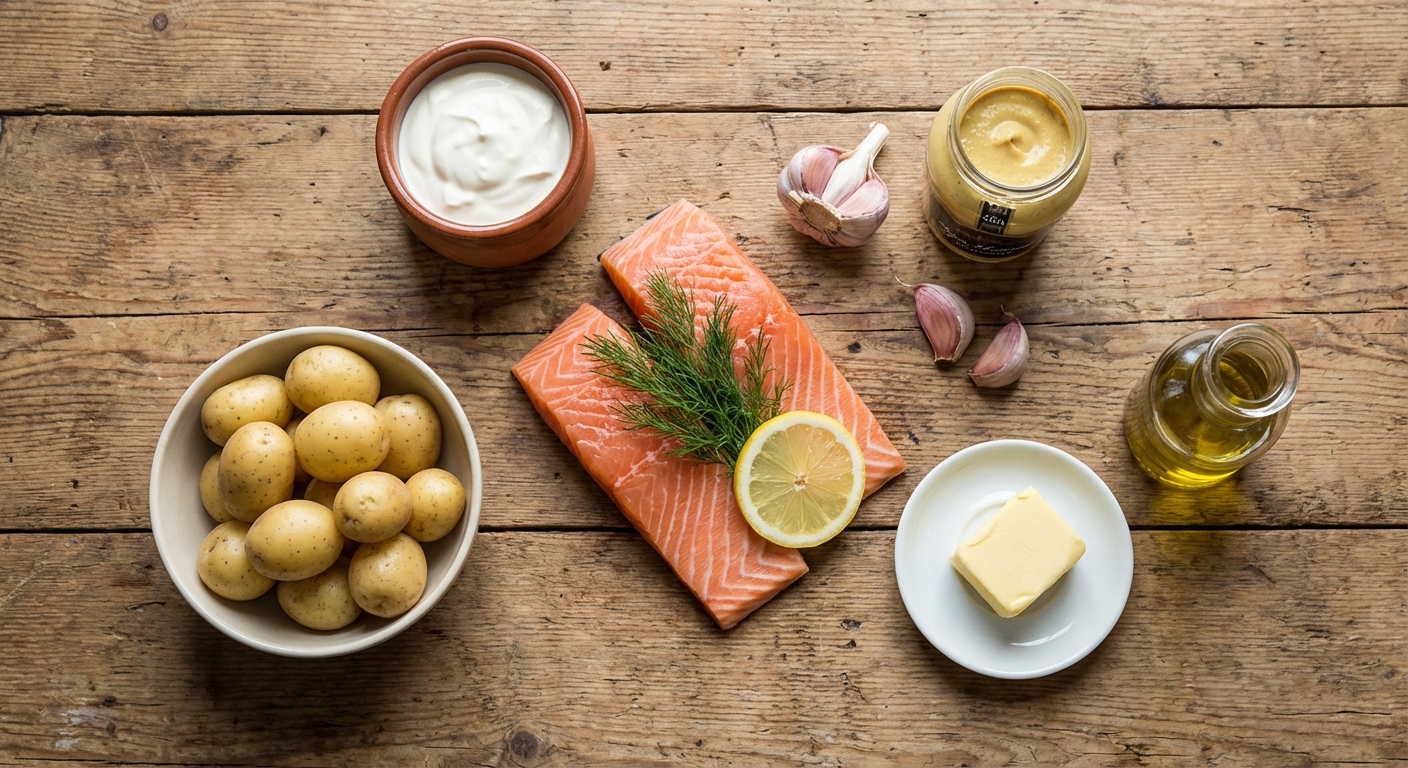 Сёмга в сливочно‑горчичной корочке с молодым картофелем 🐟🍋