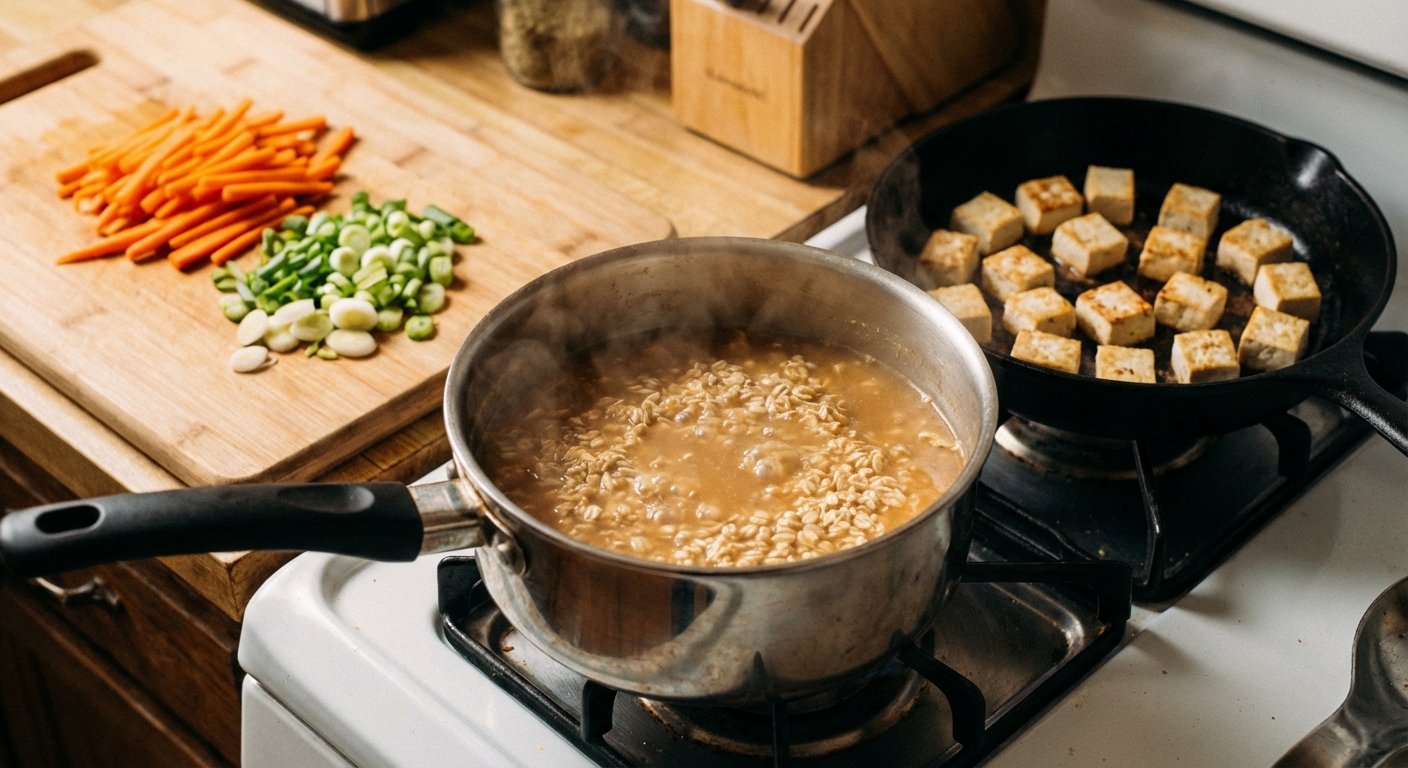 Мисо‑овсянка с кимчи и тофу 🌿🥣 — фото 2