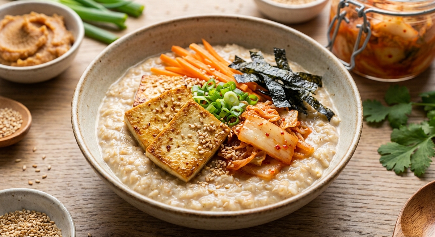Мисо‑овсянка с кимчи и тофу 🌿🥣 — фото 3