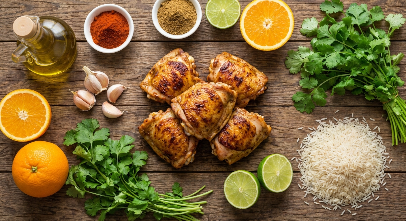 Кубинская мохо‑курица с лимонным рисом 🍗🍋