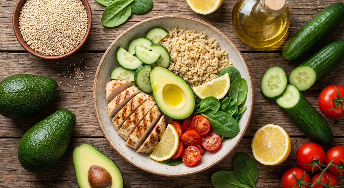 🥗 Легкий обеденный салат с курицей и киноа